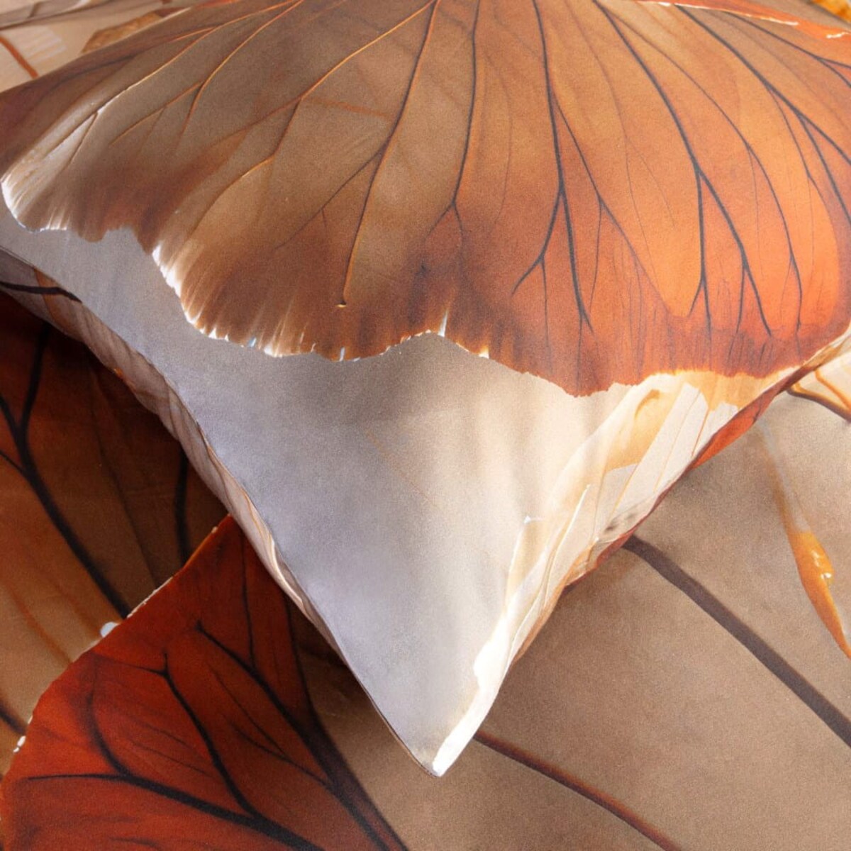 Pościel satyna bawełniana 180x200 Satynlove Premium beżowa w liście