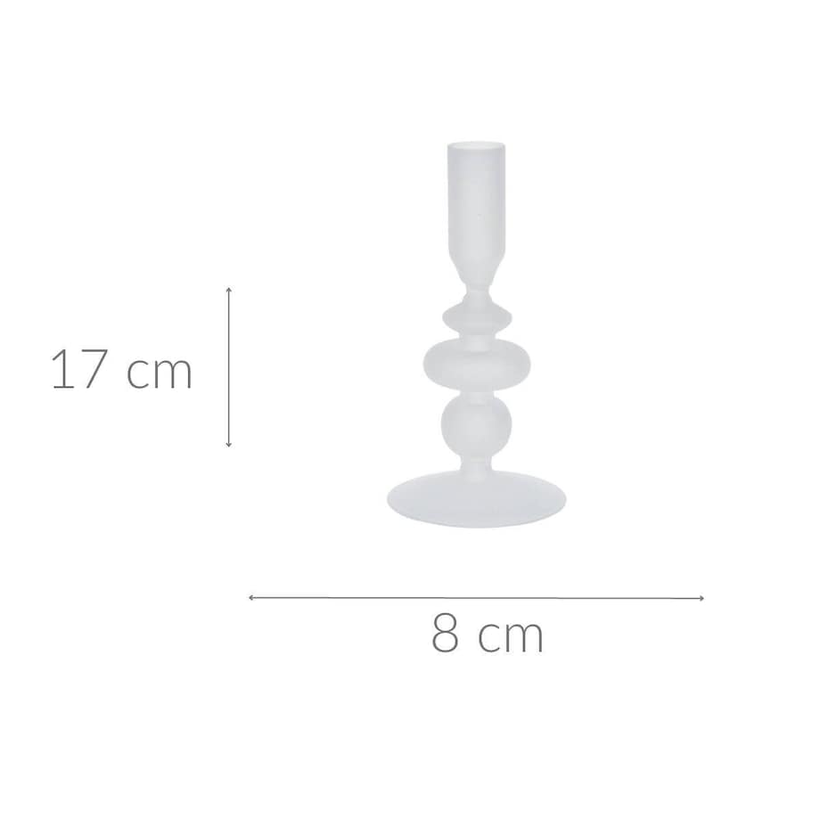 Szklany świecznik na nóżce, 17 cm
