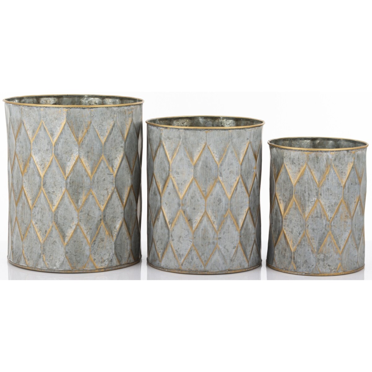 Komplet 3 szt. metalowych osłonek na doniczki BERCEO 25/22/19 x 21/18/15 cm