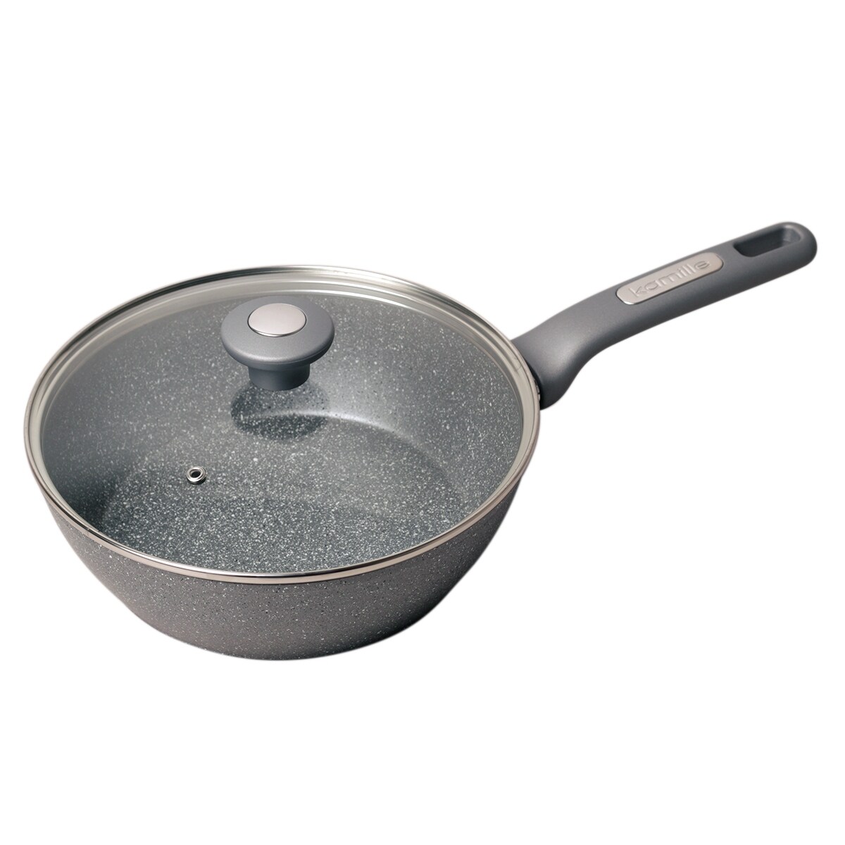 Patelnia głęboka wok granitowa 24cm z pokrywką indukcja KAMILLE
