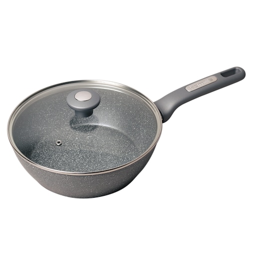 Patelnia głęboka wok granitowa 24cm z pokrywką indukcja KAMILLE