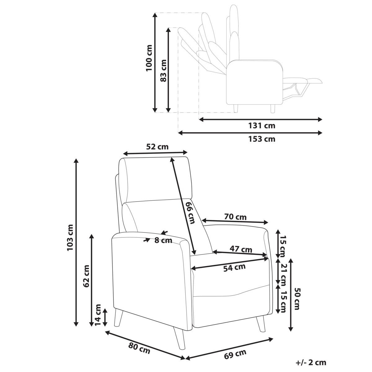 Rozkładany fotel SELVIK Beżowoszary