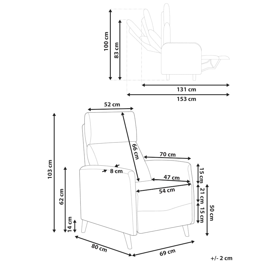 Rozkładany fotel SELVIK Beżowoszary
