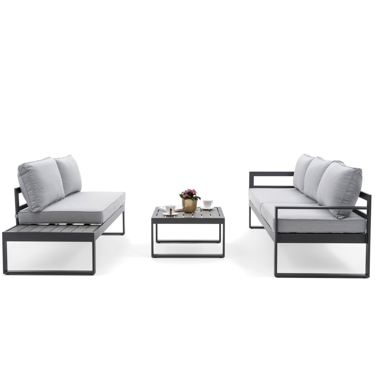 MEBLE OGRODOWE ALUMINIOWE NAROŻNIK NICEA SZARA LEWA