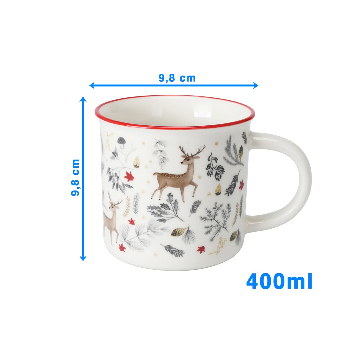 Kubek Z Uchem Świąteczny 400 Ml Porcelanowy Zimowy Świąteczny