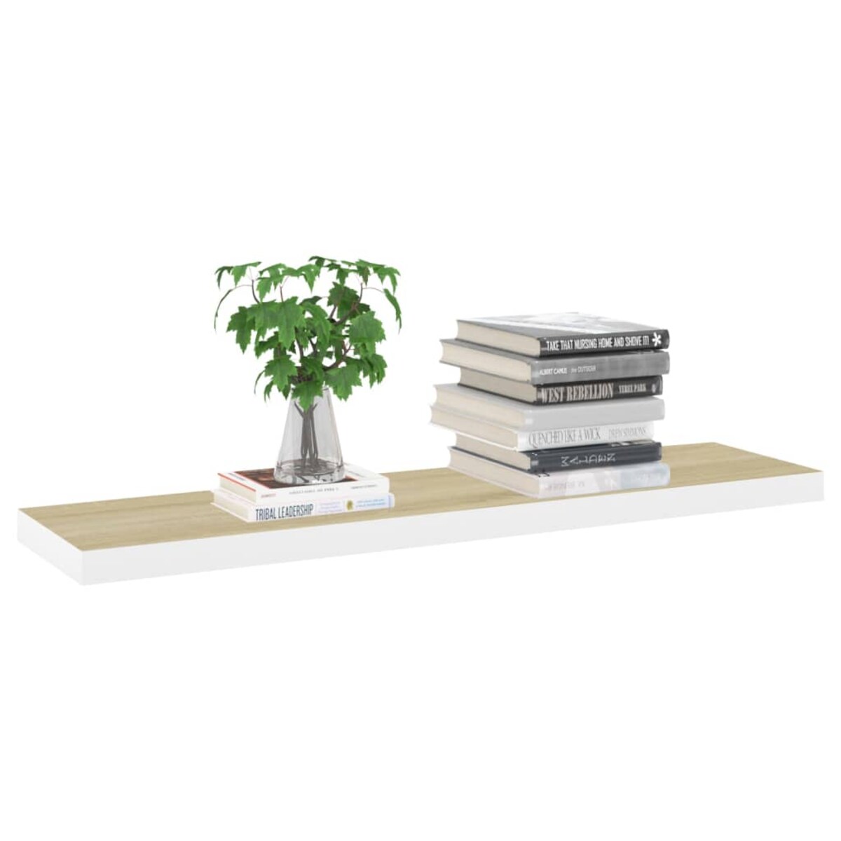 vidaXL Półki ścienne, 4 szt., dębowo-białe, 90x23,5x3,8 cm, MDF