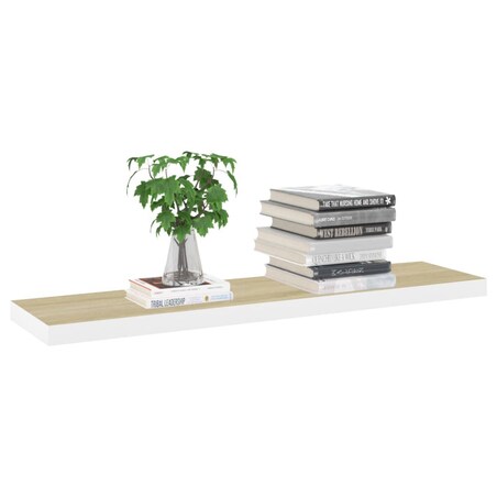 vidaXL Półki ścienne, 4 szt., dębowo-białe, 90x23,5x3,8 cm, MDF