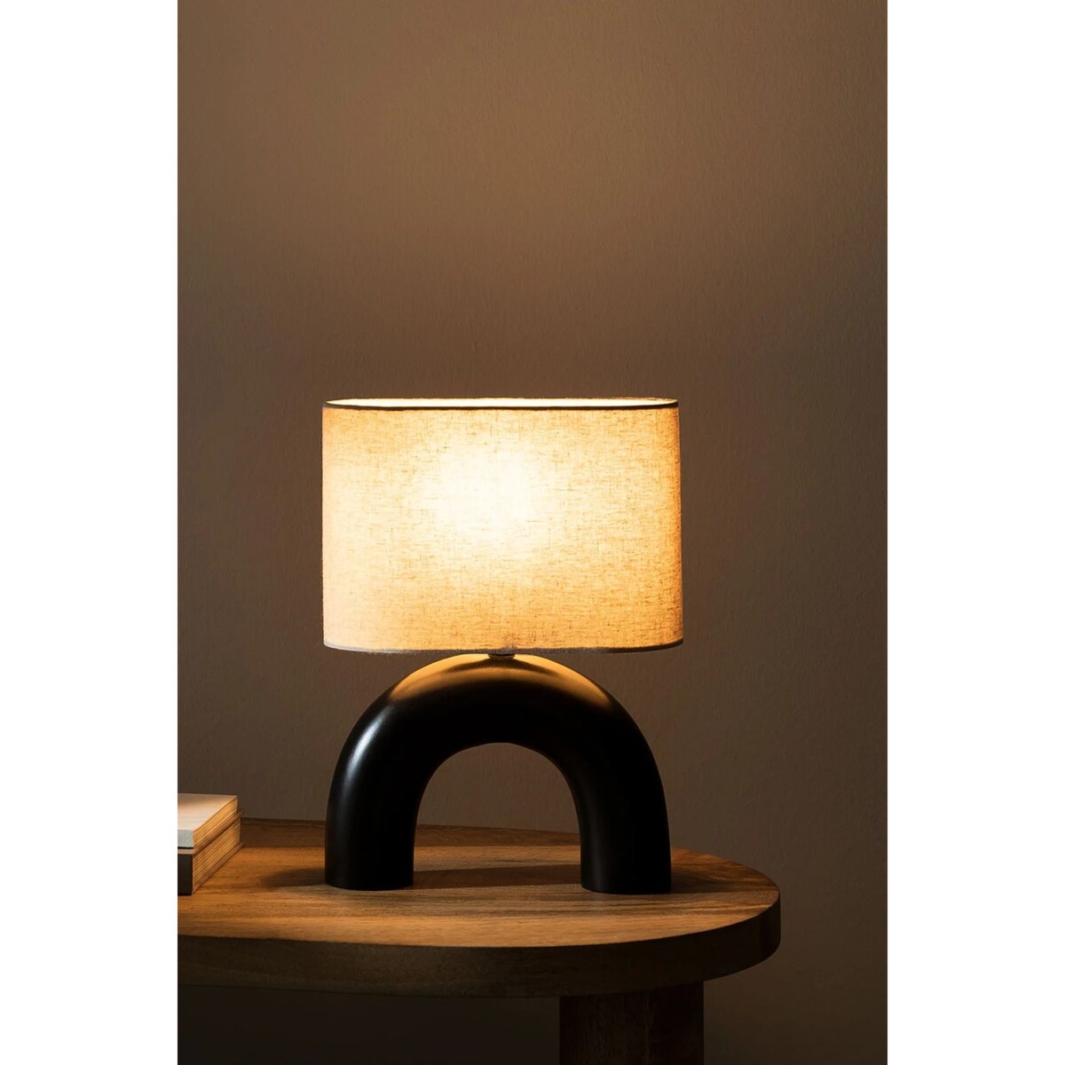 Lampa stołowa ceramiczna, czarna, Finley, 36x26 cm