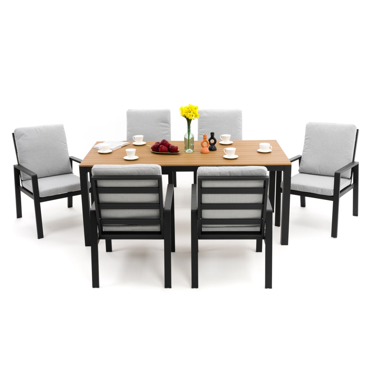 Zestaw mebli ogrodowych aluminiowe nowoczesne ATOL grafitowo szare