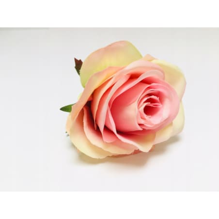 SZTUCZNE KWIATY RÓŻA RÓŻOWO ZIELONA wyrobowa do stroika wiązanki bukietu