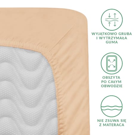 Prześcieradło z bawełny satynowej z gumką 160x200 kolor Jasny beż