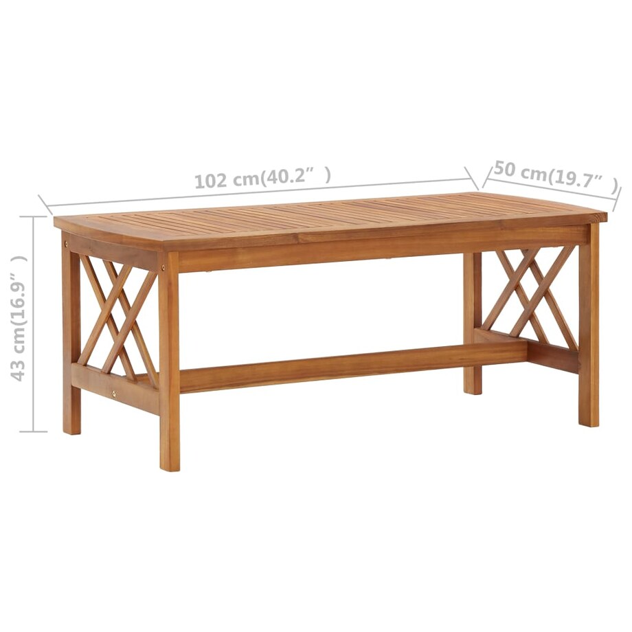 vidaXL Stolik kawowy, 102x50x43 cm, lite drewno akacjowe