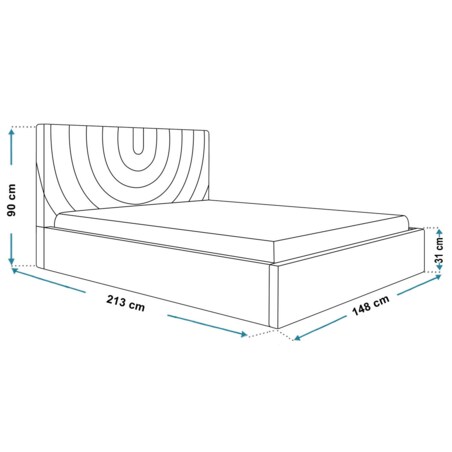 Łóżko tapicerowane 140x200 OLDO 6 z pojemnikiem - butelkowa zieleń