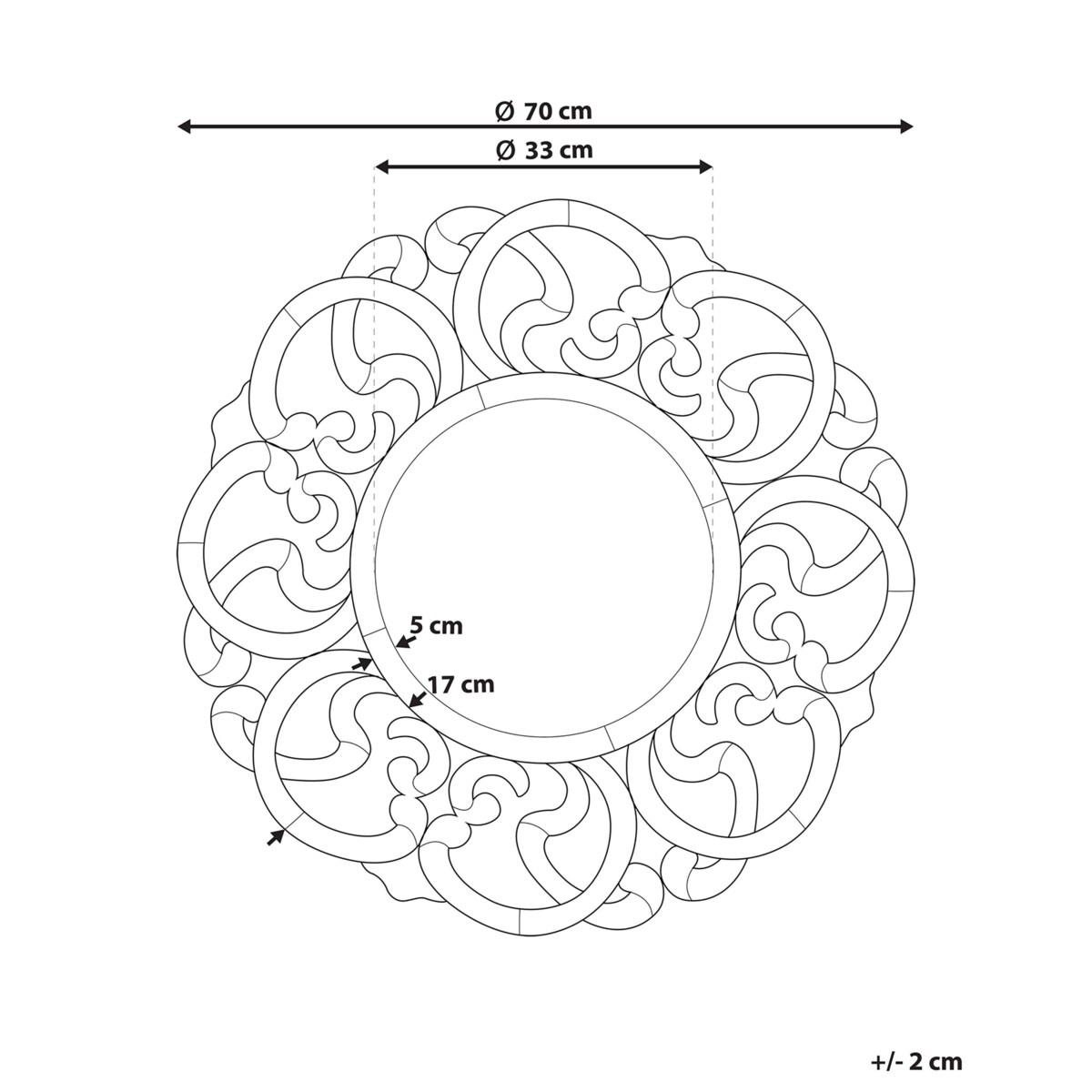 Lustro ścienne ⌀ 70 cm srebrne MORNAIX