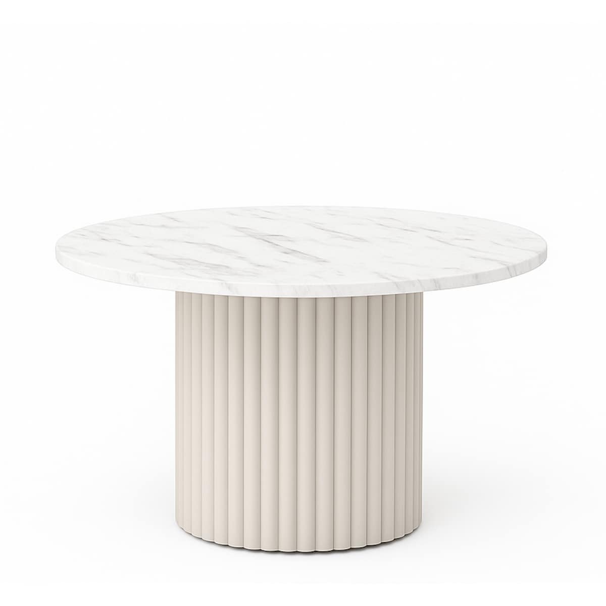 Okrągły stolik kawowy Riko średnica blatu 58 cm - marmur biały, kaszmir