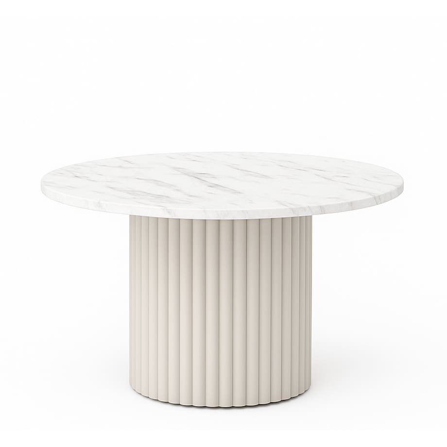 Okrągły stolik kawowy Riko średnica blatu 58 cm - marmur biały, kaszmir