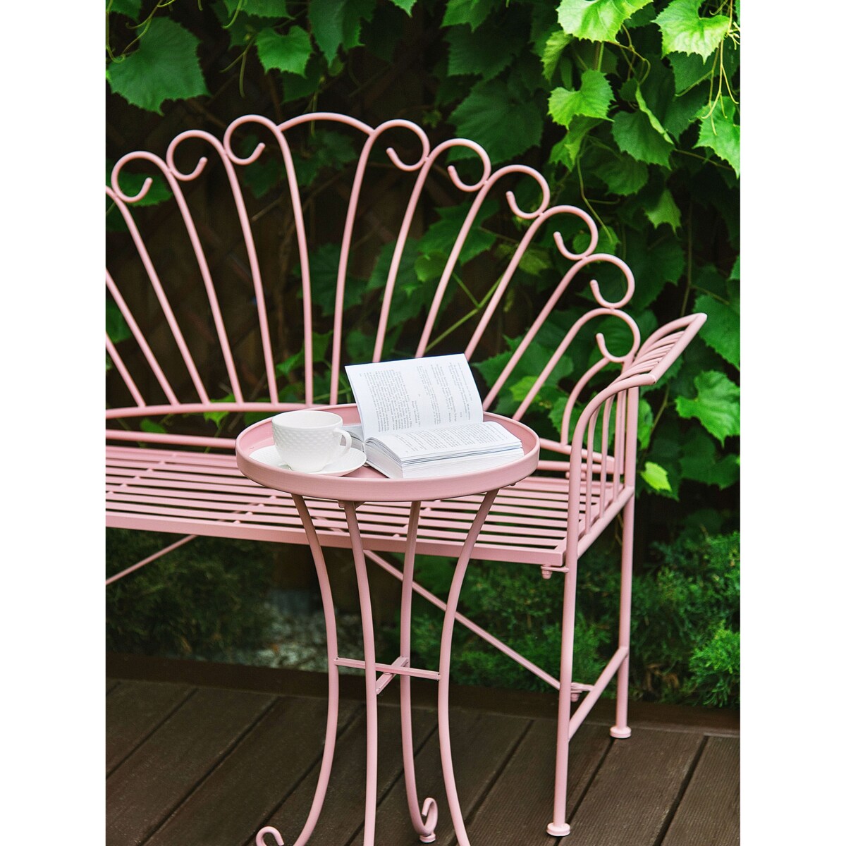 Zestaw mebli balkonowych metalowy różowy CAVINIA