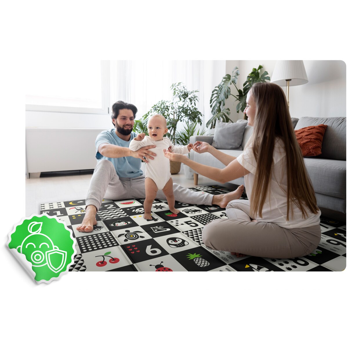 Mata piankowa edukacyjna składana dla dzieci duża 180x200 pianka xpe Nukido