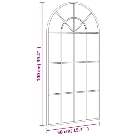 vidaXL Lustro ścienne, czarne, 50x100 cm, zakończone łukiem, żelazo