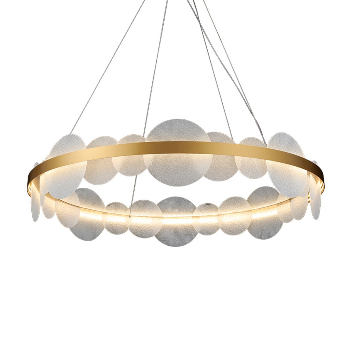 Lampa Wisząca Nube 75W LED Mosiądz Biały 60 cm