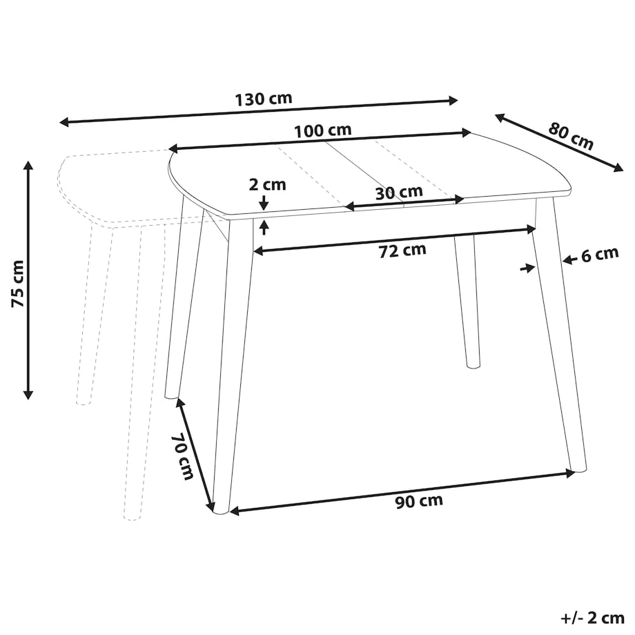 Stół do jadalni rozkładany TOMS Jasnobrązowy 100/130 cm 80 cm