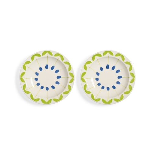 &k Amsterdam - Głębokie talerze z porcelany Folk 2szt., blue