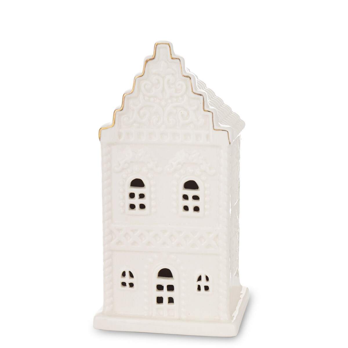 Ceramiczny biały domek LED 15,5x8 cm ADANIK