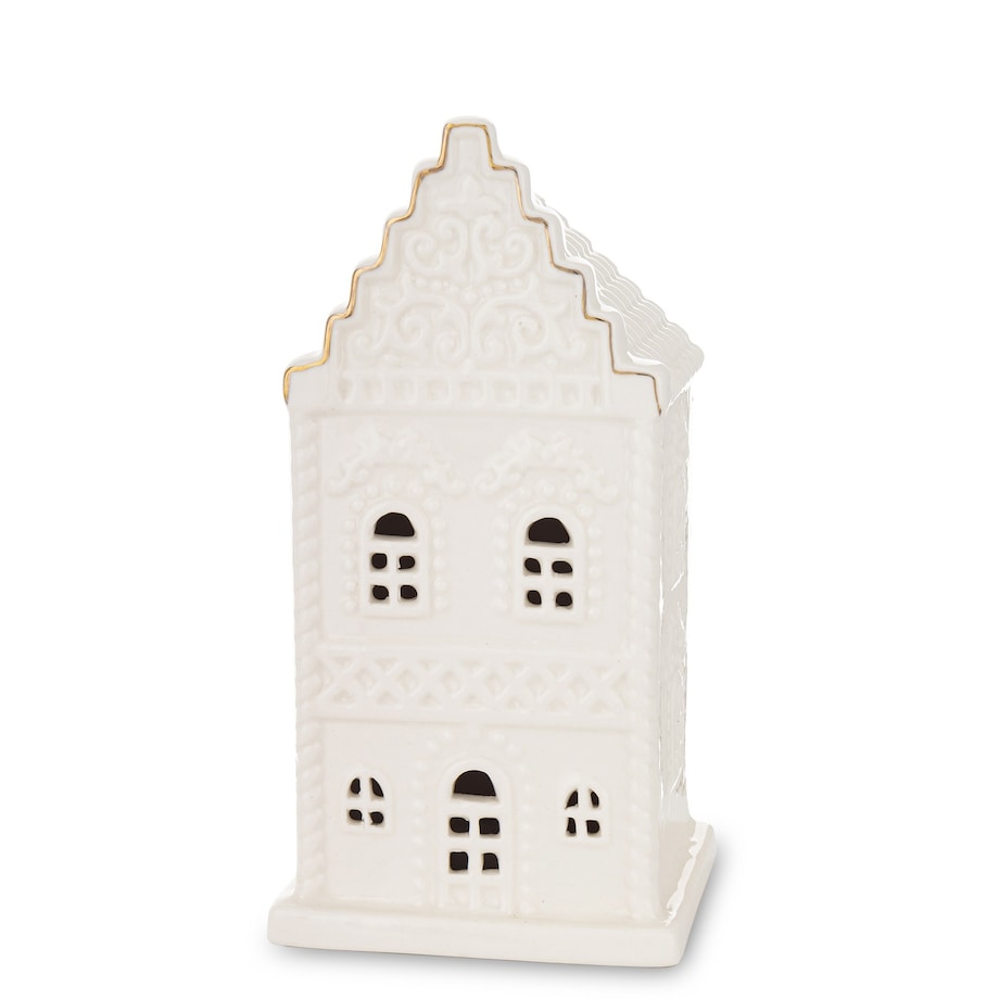 Ceramiczny biały domek LED 15,5x8 cm ADANIK