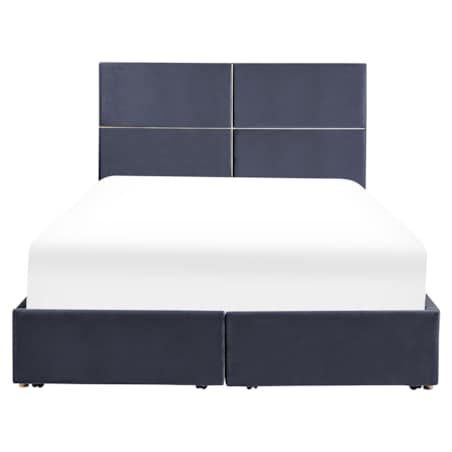 Łóżko welurowe z pojemnikiem 140 x 200 cm czarne VERNOYES