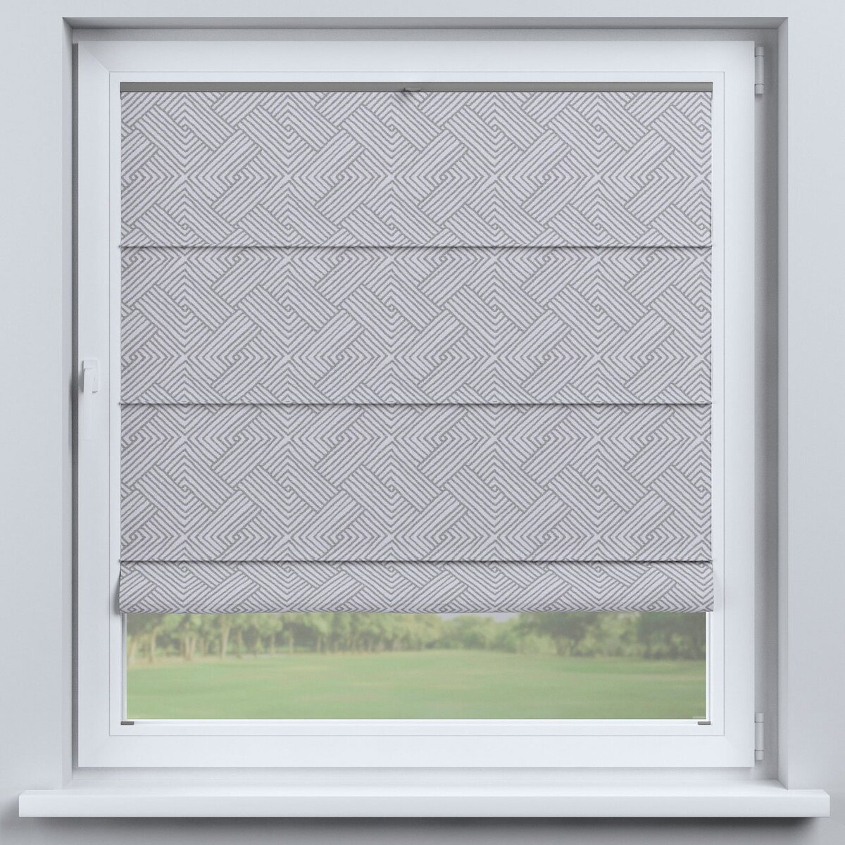 Roleta plisowana rzymska Sycylia, szare wzory geometryczne, Sunny
