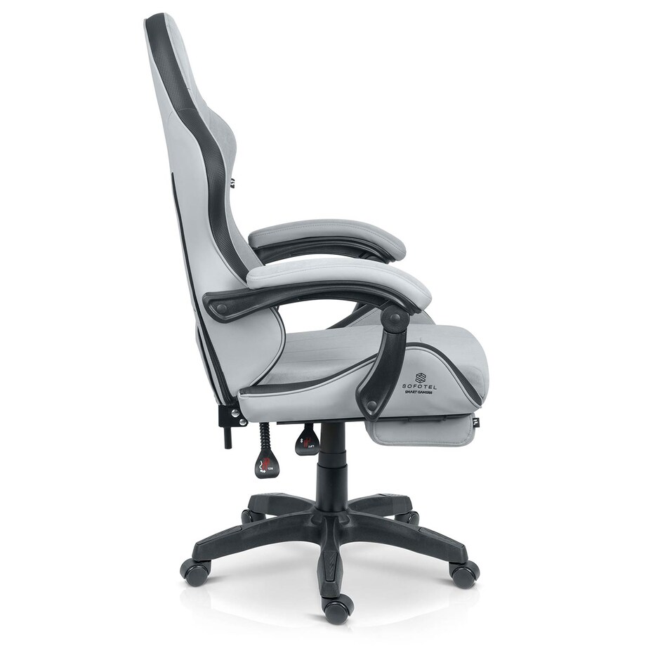 Fotel gamingowy obrotowy podnóżek dla gracza Sofotel Lokar szary