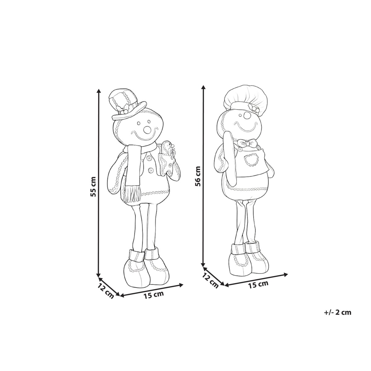 Zestaw 2 dekoracji świątecznych EIKEREN Piernikowy ludzik 55 cm Brązowy