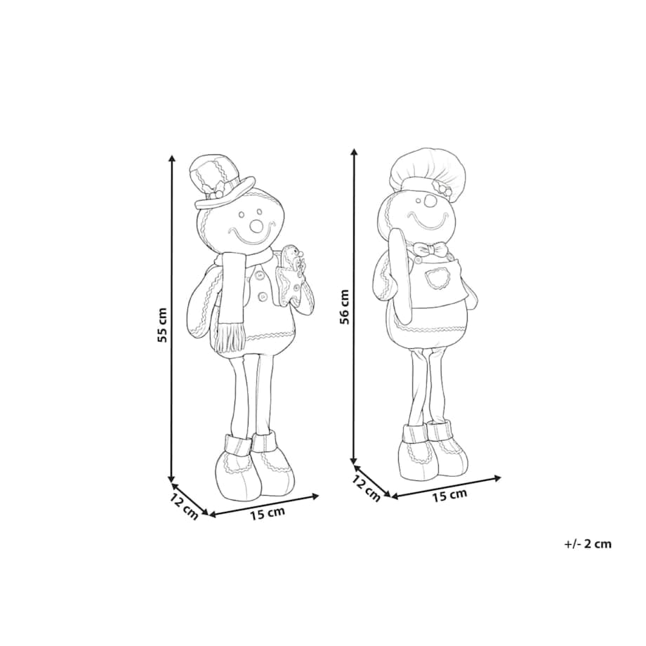 Zestaw 2 dekoracji świątecznych EIKEREN Piernikowy ludzik 55 cm Brązowy