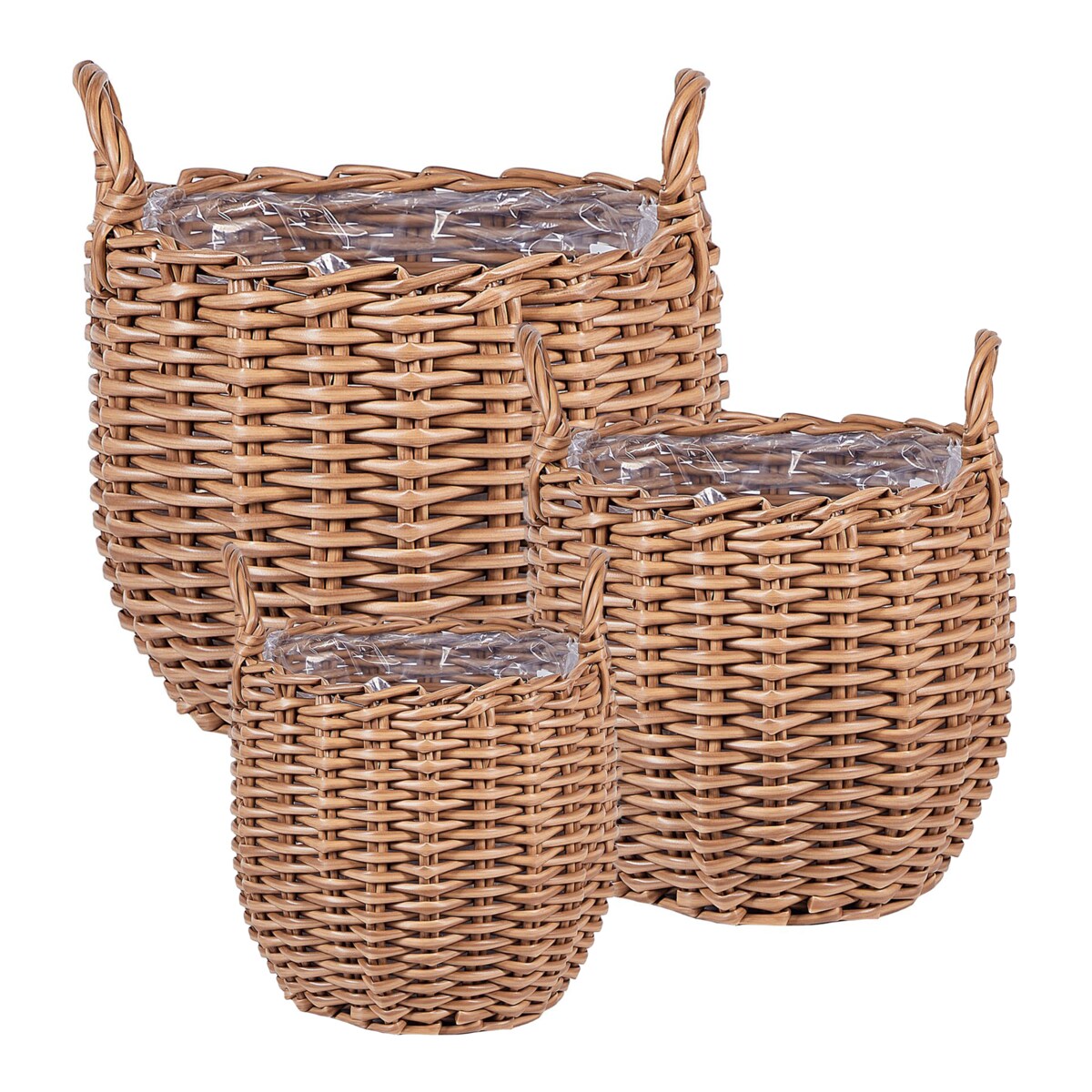Zestaw 3 koszy na kwiaty AUCUBA 26/34/44 cm Jasnobrązowy