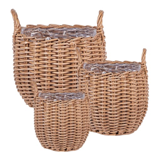 Zestaw 3 koszy na kwiaty AUCUBA 26/34/44 cm Jasnobrązowy