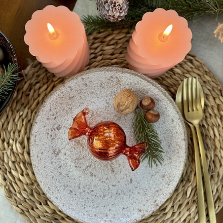 VILLA ITALIA Bombka szklana CUKIEREK orange 8 cm