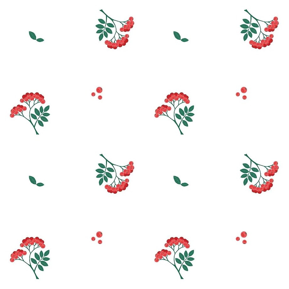 Poduszka świąteczna na krzesło - jarzębinowe gałązki