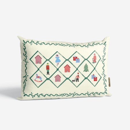 Poduszka świąteczna - Retro wieniec 40x60 cm