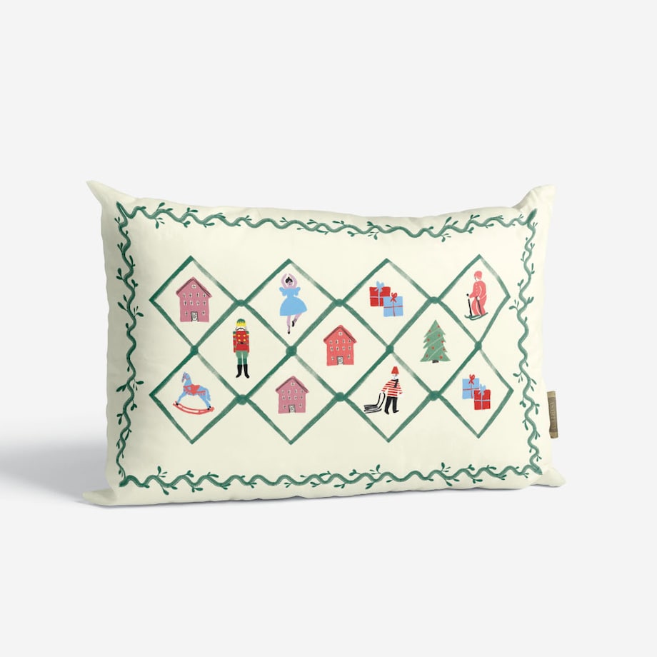 Poduszka świąteczna - Retro wieniec 40x60 cm