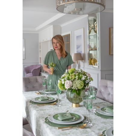 Obrus Toile de Jouy Green okrągły - Średnica ok. ⌀ 210 cm