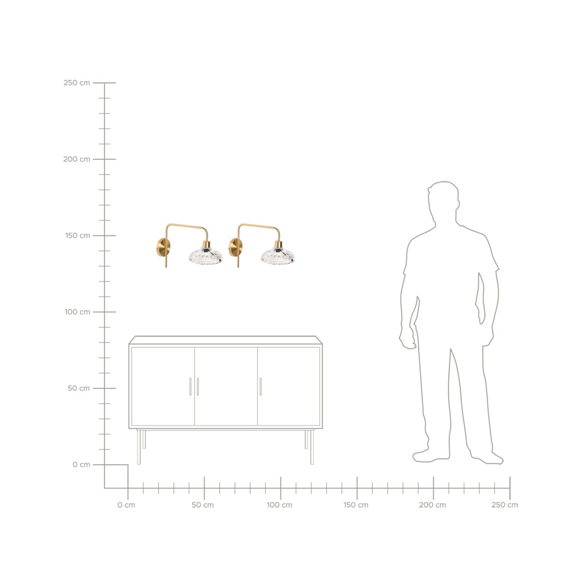 Zestaw 2 lamp ściennych MOLINO Metal Złoty