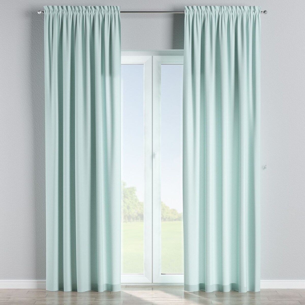 Zasłona na kanale z grzywką 1 szt. 130x260 pastelowy błękit