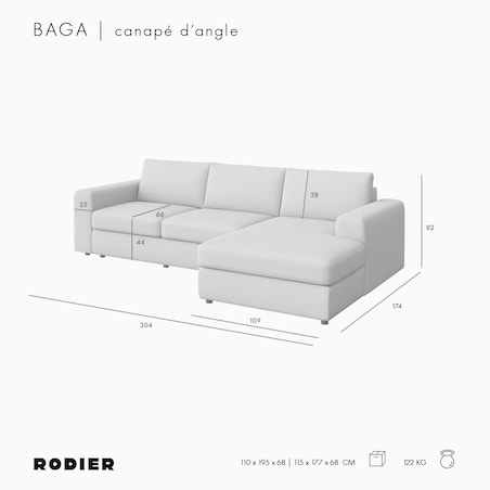 Sofa narożna prawa Baga XL beżowa