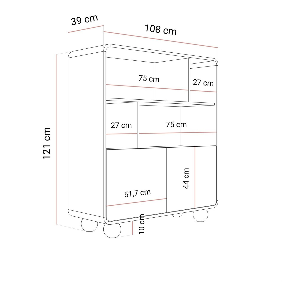 Dwudrzwiowy regał OLIVIO RG108 kaszmir