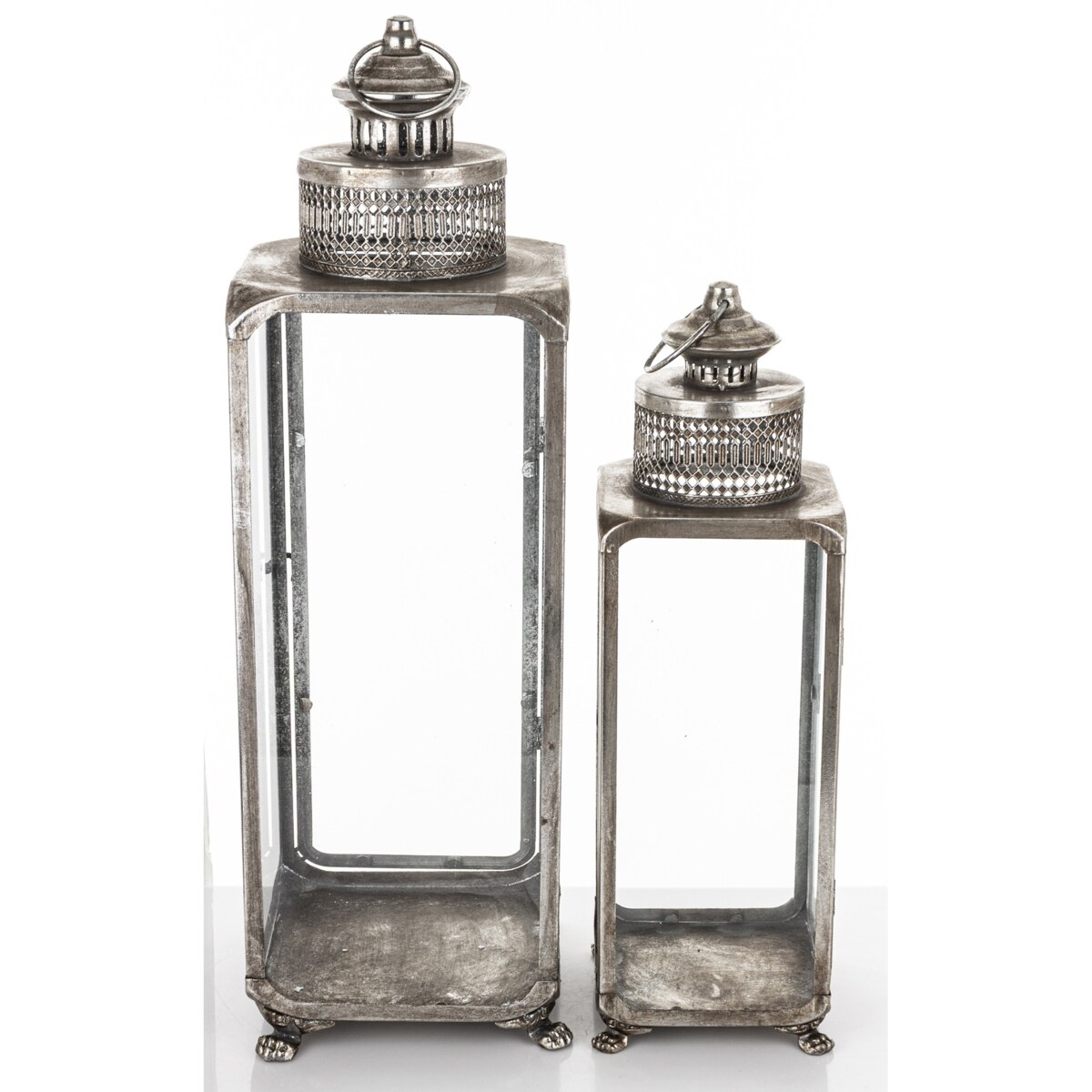 Komplet 2 lampionów metalowych 70x20x20 i 55x15x15 cm LANTEN