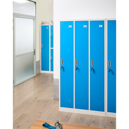 Szafa socjalna ubraniowa trzydrzwiowa ATHLETE Metal Biały/ niebieski