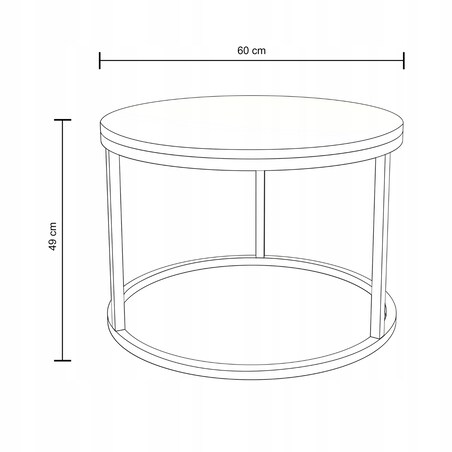 Stolik Kawowy KASZMIR SOFT LOFT GOLD Okrągły JAPANDI BOHO Salon Złoty 60cm