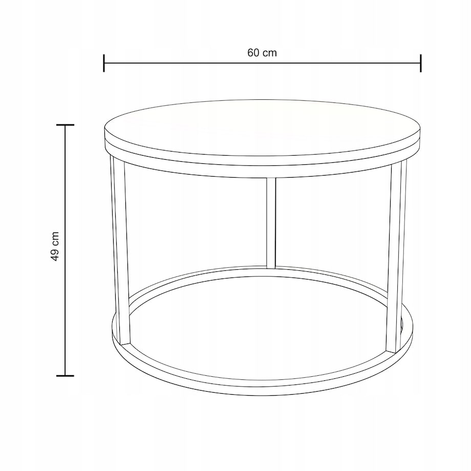 Stolik Kawowy KASZMIR SOFT LOFT GOLD Okrągły JAPANDI BOHO Salon Złoty 60cm