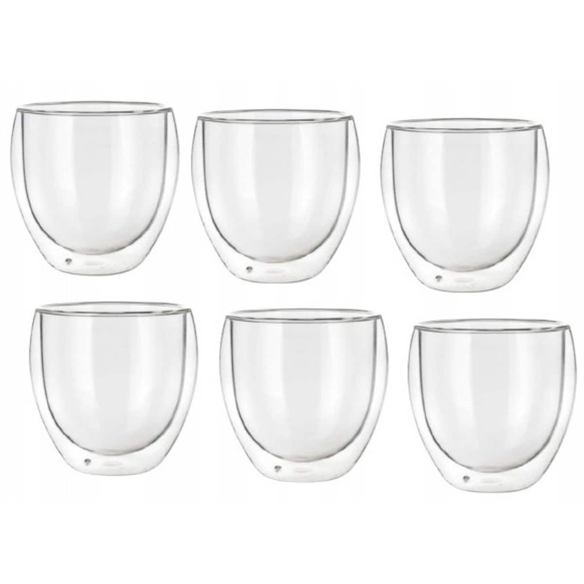 6x SZKLANKI TERMICZNE 250 ml BEZ UCHA bańka podwójne szkło na kawę herbatę