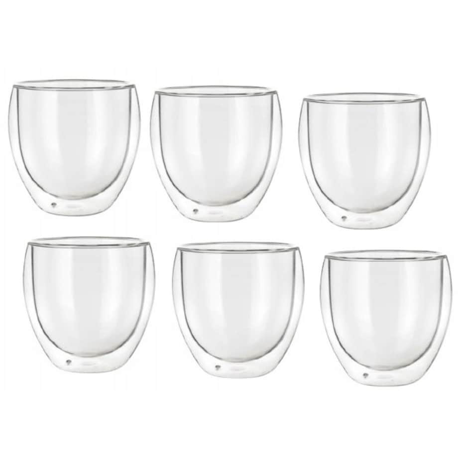 6x SZKLANKI TERMICZNE 250 ml BEZ UCHA bańka podwójne szkło na kawę herbatę